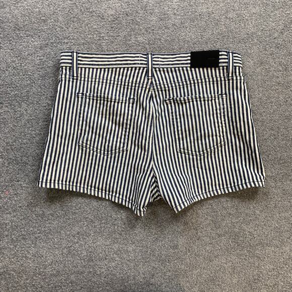 Theory Shorts Womens 28 Navy White Stripe Freeboard Mikee Zip Fly Chino Pockets - Picture 3 of 11